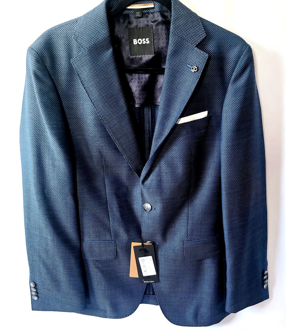 BOSS Men’s Navy Blue Textured Blazer – Size 36R – New With Tags